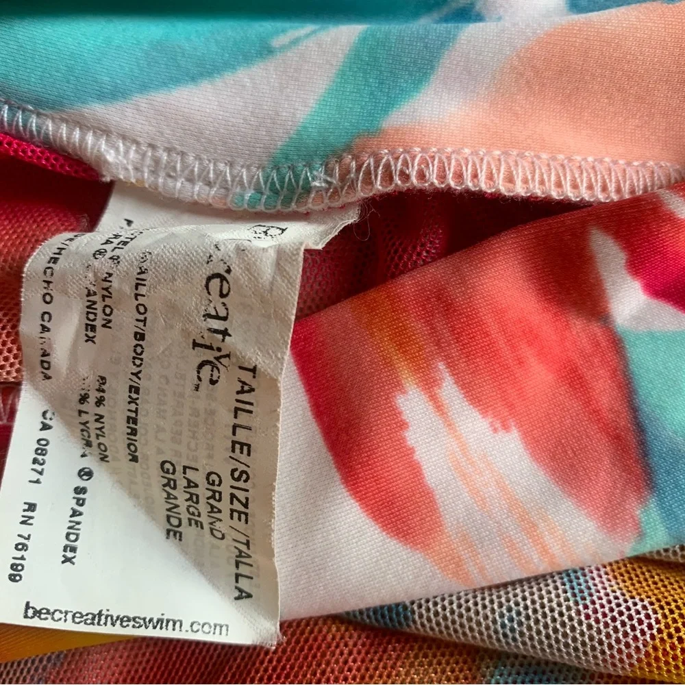 Be Creative Multicolor Artsy Floral Mesh sexy Ruffle Swim Coverup Skirt large